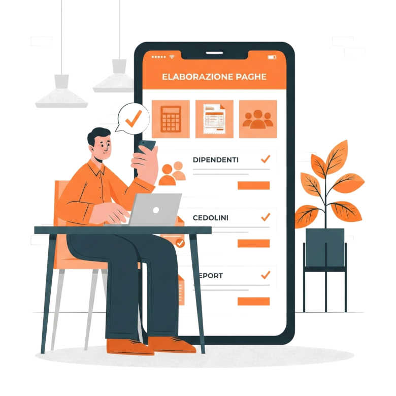ragazzo al computer con smartphone sullo sfondo